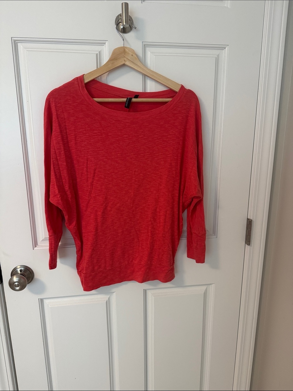 Cynthia Rowley Coral Scoop Neck Long Sleeve Top